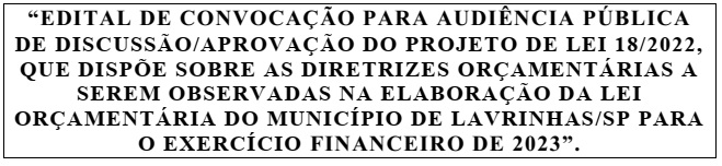 EDITAL DE CONVOCAÇÃO PARA AUDIÊNCIA PÚBLICA